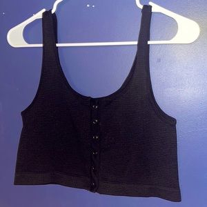 Aéropostale Seamless Cropped Black Button Tank